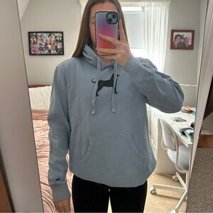 light blue black dog women’s hoodie sweatshirt🩵